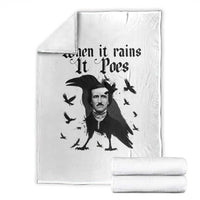 Funny Edgar Allan Poe Throw Blanket When It Rains It Poes - Wonder Print Shop