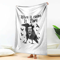 Funny Edgar Allan Poe Throw Blanket When It Rains It Poes - Wonder Print Shop