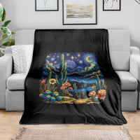 Desert Night Cactus Starry Night Arizona Stars Sky Nature Lover Gift Throw Blanket