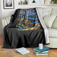 Desert Night Cactus Starry Night Arizona Stars Sky Nature Lover Gift Throw Blanket