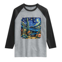 Desert Night Cactus Starry Night Arizona Stars Sky Nature Lover Gift Raglan Shirt
