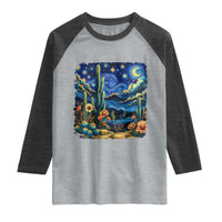 Desert Night Cactus Starry Night Arizona Stars Sky Nature Lover Gift Raglan Shirt
