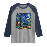 Desert Night Cactus Starry Night Arizona Stars Sky Nature Lover Gift Raglan Shirt