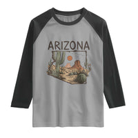 Arizona State Map Desert Landscape Cactus Southwest Raglan Shirt