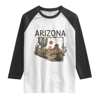 Arizona State Map Desert Landscape Cactus Southwest Raglan Shirt