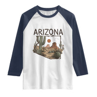 Arizona State Map Desert Landscape Cactus Southwest Raglan Shirt