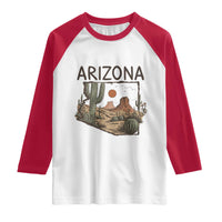 Arizona State Map Desert Landscape Cactus Southwest Raglan Shirt