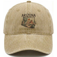 Arizona State Map Desert Landscape Cactus Southwest Washed Cotton Baseball Cap