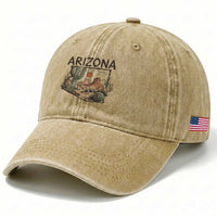 Arizona State Map Desert Landscape Cactus Southwest Washed Cotton Baseball Cap