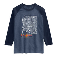 Arizona Map Phoenix Sedona Tucson Southwest Travel Raglan Shirt