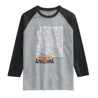 Arizona Map Phoenix Sedona Tucson Southwest Travel Raglan Shirt