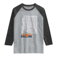 Arizona Map Phoenix Sedona Tucson Southwest Travel Raglan Shirt