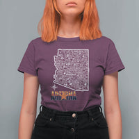 Arizona Map Phoenix Sedona Tucson Southwest Travel T Shirt For Women