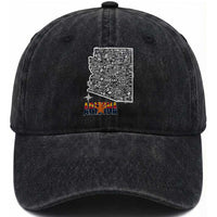 Arizona Map Phoenix Sedona Tucson Southwest Travel Washed Cotton Baseball Cap