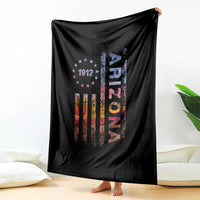Arizona American Flag Pride Cactus Landscape Established 1912 Throw Blanket