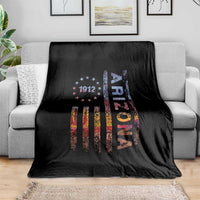 Arizona American Flag Pride Cactus Landscape Established 1912 Throw Blanket