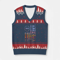 Arizona American Flag Pride Cactus Landscape Established 1912 V-Neck Knit Sweater Vest
