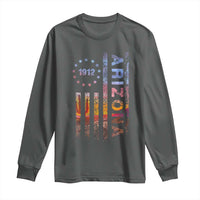 Arizona American Flag Pride Cactus Landscape Established 1912 Long Sleeve Shirt
