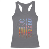 Arizona American Flag Pride Cactus Landscape Established 1912 Racerback Tank Top