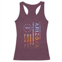 Arizona American Flag Pride Cactus Landscape Established 1912 Racerback Tank Top