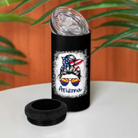 Arizona American Flag Messy Bun Pride 4 in 1 Can Cooler Tumbler