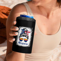 Arizona American Flag Messy Bun Pride 4 in 1 Can Cooler Tumbler