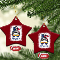 Arizona American Flag Messy Bun Pride Ceramic Ornament