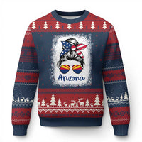Arizona American Flag Messy Bun Pride Ugly Christmas Sweater