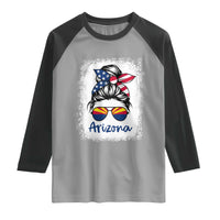Arizona American Flag Messy Bun Pride Raglan Shirt