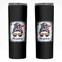 Arizona American Flag Messy Bun Pride Skinny Tumbler