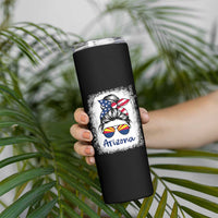 Arizona American Flag Messy Bun Pride Skinny Tumbler