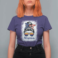 Arizona American Flag Messy Bun Pride T Shirt For Women