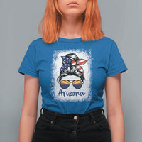Arizona American Flag Messy Bun Pride T Shirt For Women