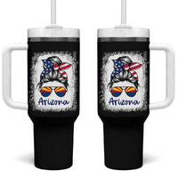 Arizona American Flag Messy Bun Pride Tumbler With Handle