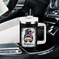 Arizona American Flag Messy Bun Pride Tumbler With Handle