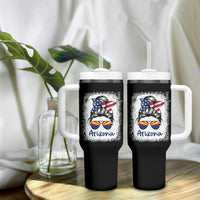 Arizona American Flag Messy Bun Pride Tumbler With Handle