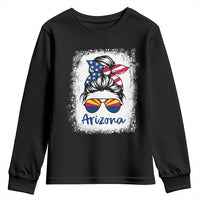 Arizona American Flag Messy Bun Pride Youth Sweatshirt