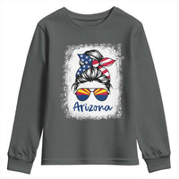 Arizona American Flag Messy Bun Pride Youth Sweatshirt