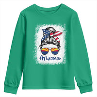 Arizona American Flag Messy Bun Pride Youth Sweatshirt