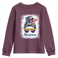 Arizona American Flag Messy Bun Pride Youth Sweatshirt