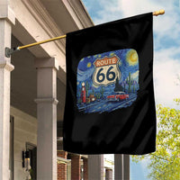 Route Highway 66 Road Sign Distressed Road Trip Starry Night Garden Flag