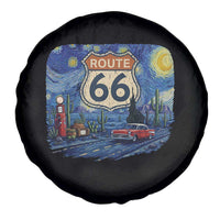 Route Highway 66 Road Sign Distressed Road Trip Starry Night Spare Tire Cover