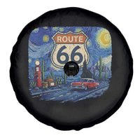 Route Highway 66 Road Sign Distressed Road Trip Starry Night Spare Tire Cover