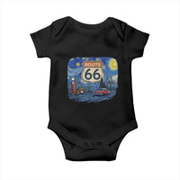 Route Highway 66 Road Sign Distressed Road Trip Starry Night Baby Onesie
