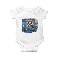 Route Highway 66 Road Sign Distressed Road Trip Starry Night Baby Onesie