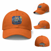 Route Highway 66 Road Sign Distressed Road Trip Starry Night Baseball Cap