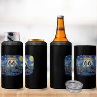 Route Highway 66 Road Sign Distressed Road Trip Starry Night 4 in 1 Can Cooler Tumbler
