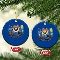 Route Highway 66 Road Sign Distressed Road Trip Starry Night Ceramic Ornament