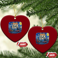 Route Highway 66 Road Sign Distressed Road Trip Starry Night Ceramic Ornament