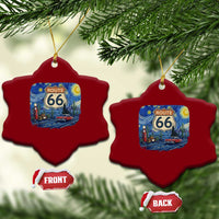 Route Highway 66 Road Sign Distressed Road Trip Starry Night Ceramic Ornament